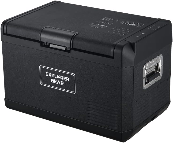 Explorer Bear 12 Volt Refrigerator 12V Car Fridge 12/24V DC 110-240V AC Portable Freezer Compressor Cooler 0℉-50℉ 3-Year Warranty for Truck Van RV SUV Boat Trailer Travel Road Trips Camping…