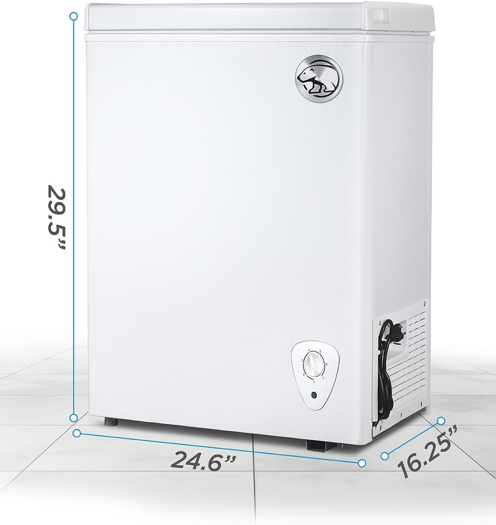 Commercial Cool 2.8 Cu. Ft. Compact Chest Freezer, Textured Finish, Deep Freezer for Frozen Food Storage, Removable Storage Basket, Mechanical Temperature Control, R600a Refrigerant, CCFW28, White