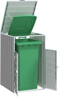 Steel Wheelie Bin Storage for Single Bin, Outdoor Storage Shed for Garbage Can, Outdoor Trash Can Storage Shed, Gray 28.3'x31.9'x45.3' Steel,-630