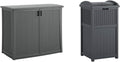 Suncast 42' W x 23' D x 35.5' H Outdoor Storage Cabinet and 33 Gallon Resin Trash Can Bundle, Cool Gray
