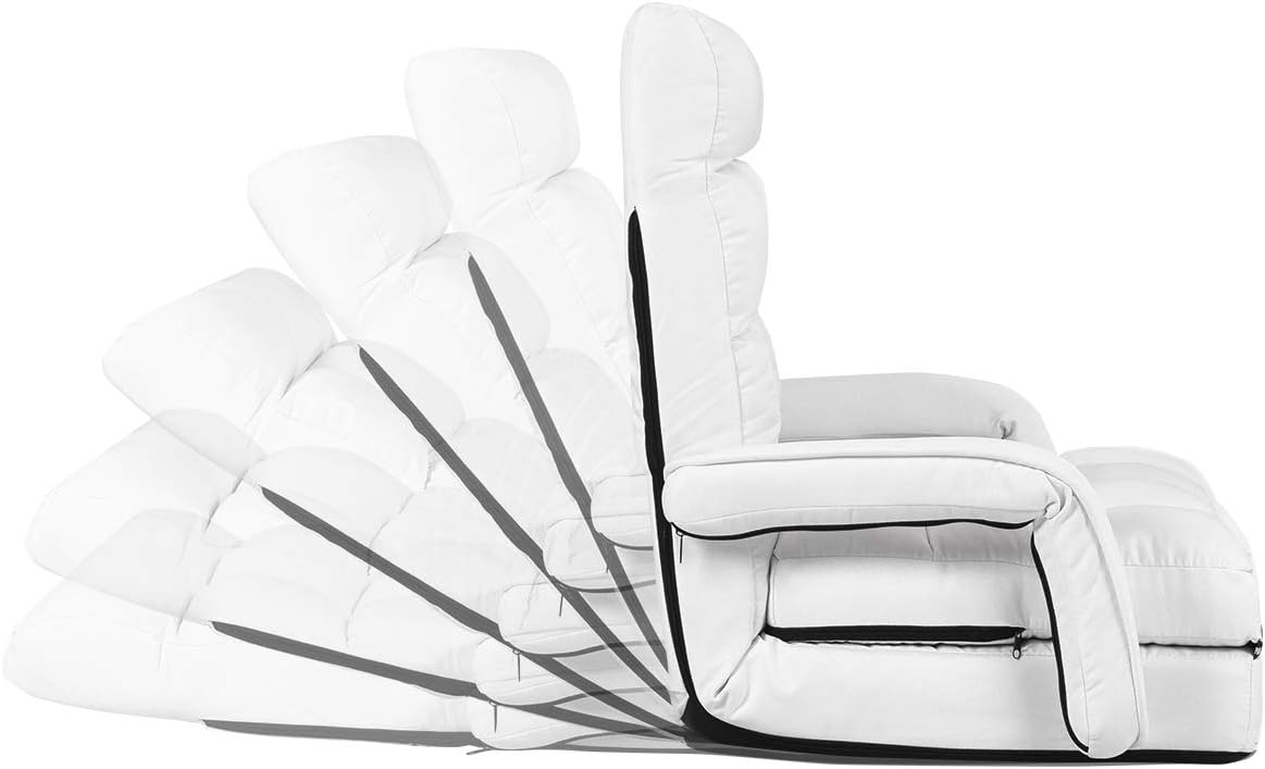 GOFLAME Adjustable Folding Massage Lazy Sofa, Floor Chair Sofa, Padded Gaming Chair with Armrests and Pillow