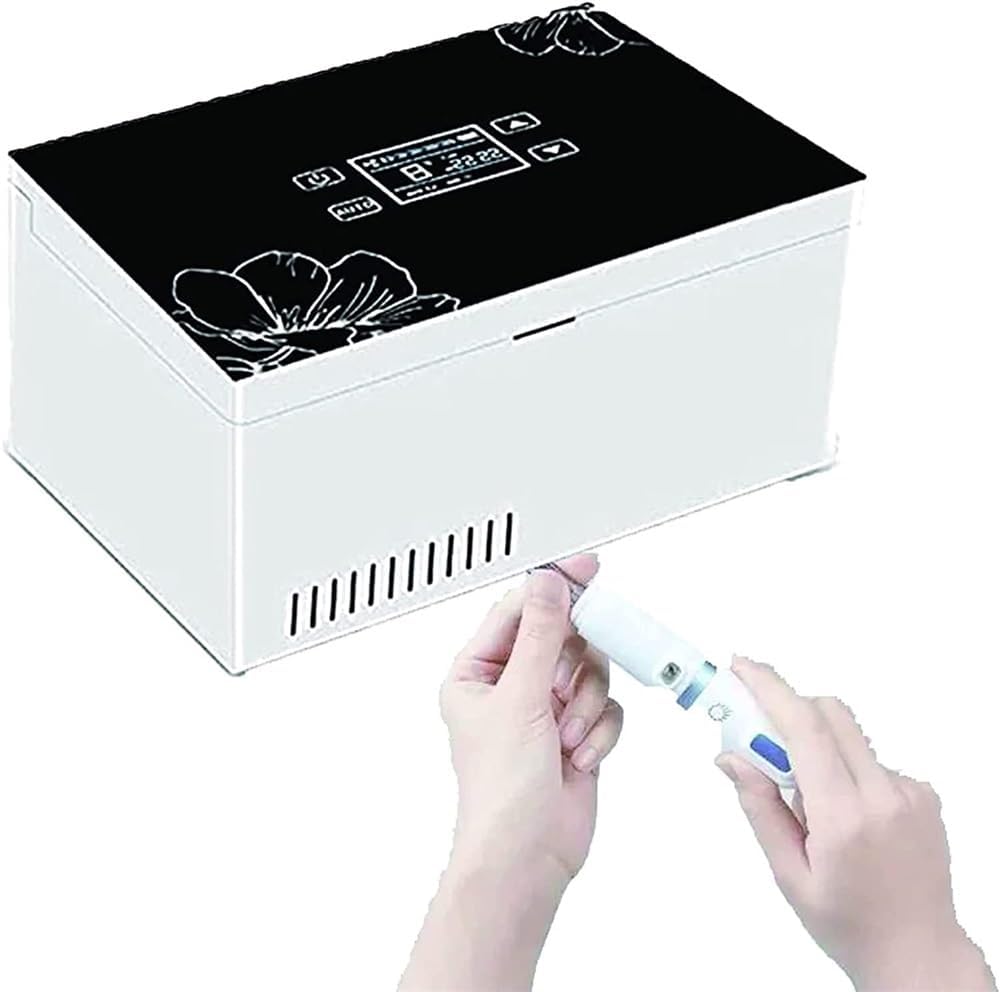 Insulin Cool Box Refrigerator, Electric Cooler Mini Cool Box Cooler Bag Electric Insulin Cooler Container Thermostat USB Suitable for Travel/Interferon/Storage of Medicines, 2 Battery