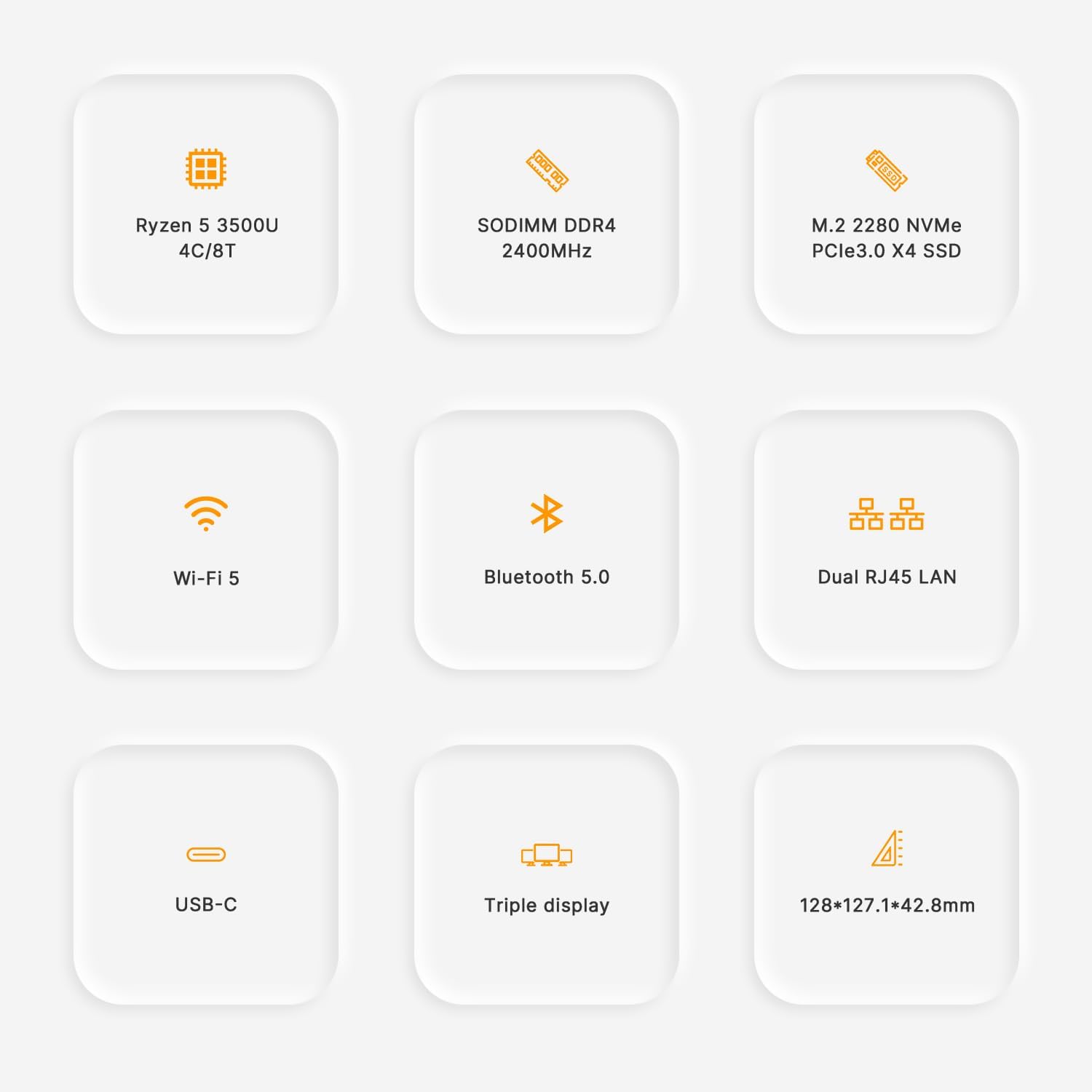C4 Neo Mini PC 11 Pro, Ryzen 5 3500U Desktop Computer Dual 1000Mbps NIC LAN, 16GB RAM 512GB SSD Micro PC, WiFi 5, BT 5.0, Triple Display, PC for Home Theater, Office