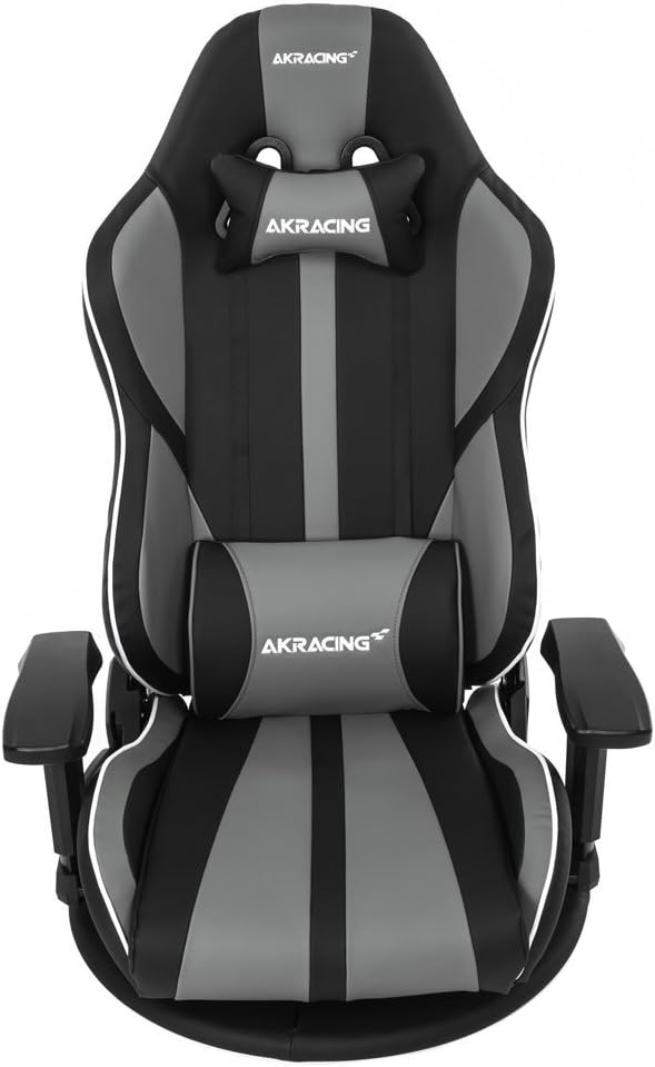 AKRacing Gaming Floor Chair, Gray, Extreme Seat, V2, Heavy Duty PU Leather, 180° Reclining, Home, Remote