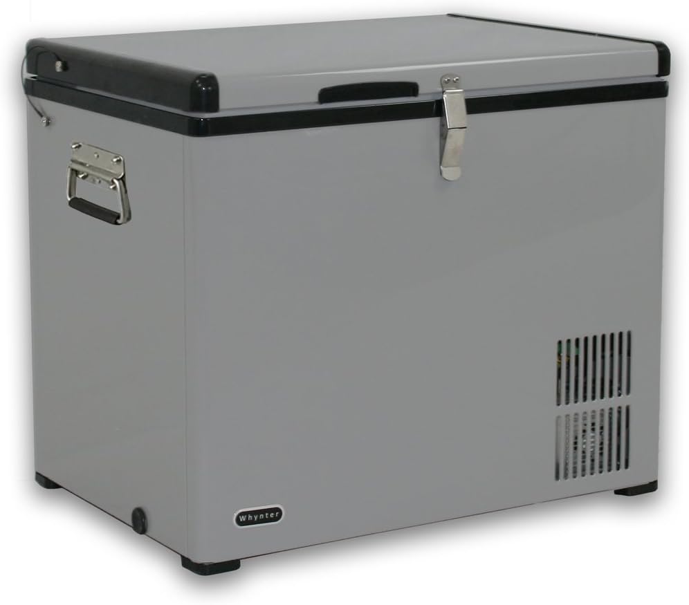 Whynter 45 Qt. Portable Refrigerator / Portable Freezer for Travel - Chest Freezer / Fridge for Car, Camping, RVs & More, -8°F to 50°F Temperature Range, AC 110V/ DC 12V, FM-45G, Gray