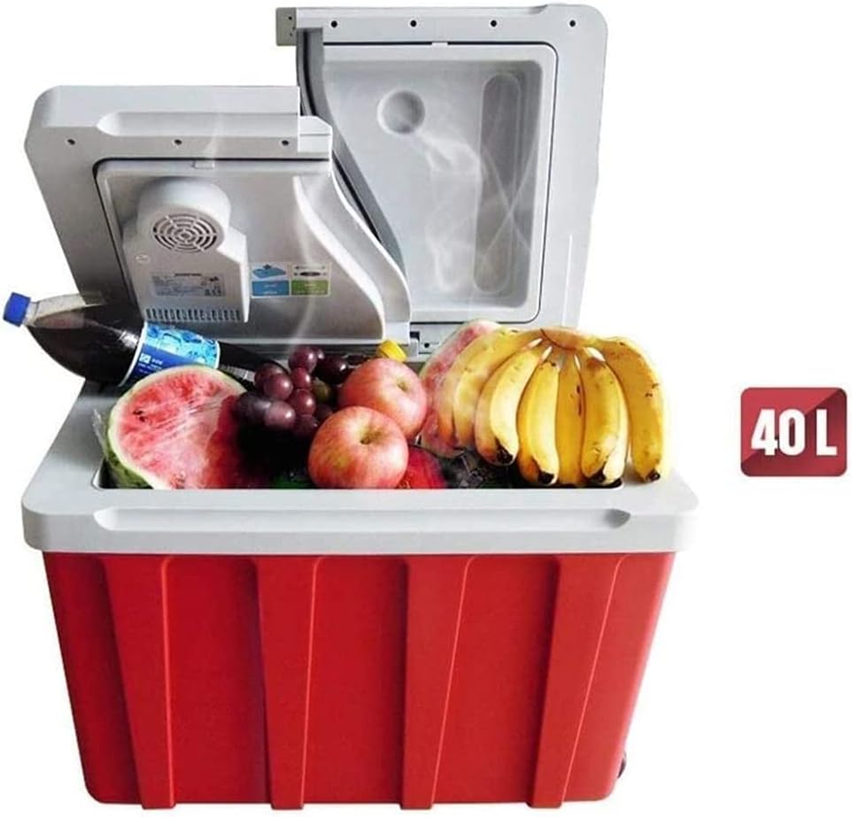 40L Cool Box on Wheels Car Refrigerator 12V 240V Portable Electric Cool Box High Refrigeration Fridge Freezer with Automatic Locking Handle Perfect for Traveling and Camping