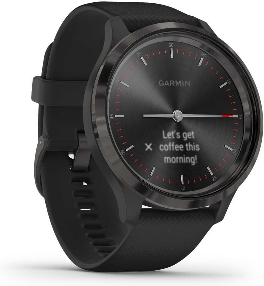 Garmin vivomove 3, Hybrid Smartwatch with Real Watch Hands and Hidden Touchscreen Display, Black