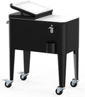 Ice Chest with Wheels, 60 Quart Portable Rolling Cooler with Bottle Opener & Cap Collector & Bottom Storage Tray for Patio Party & BBQ & Beach Activities