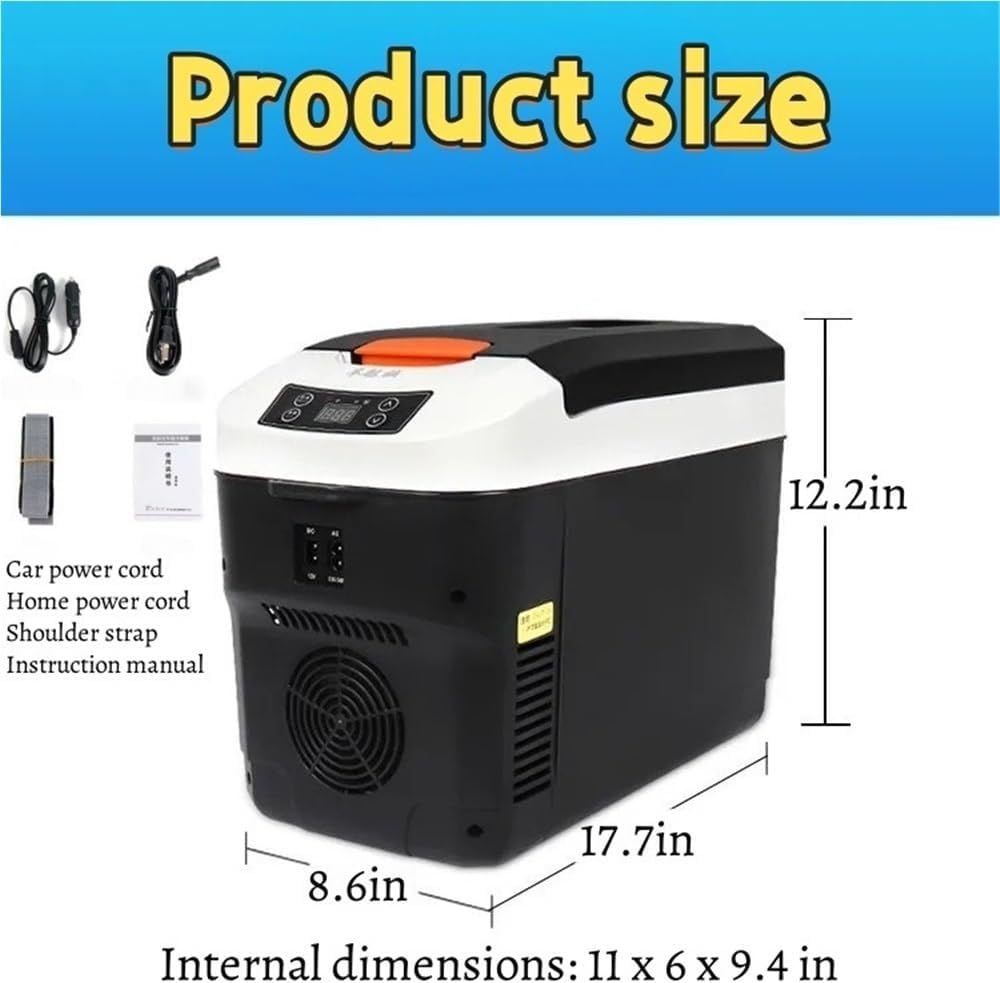 12v Portable Fridge, Car Fridge, 11QT(10L) Electric Cooler, Portable Freezer 110-240V for Truck Van RV Camper SUV Travel Camping Road Trips Tailgating, -8℉~50℉