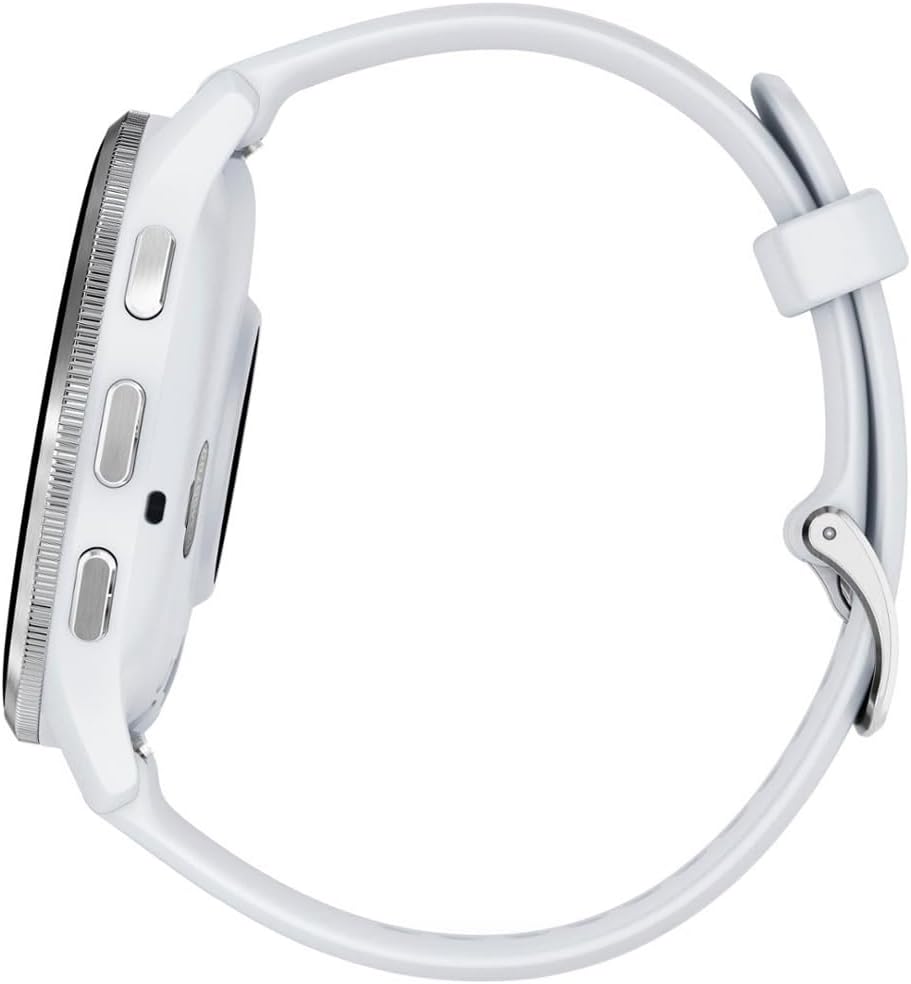 Garmin 010-02784-00 Venu 3 Health Fitness GPS Smartwatch Silver Steel Bezel Whitestone Case (45mm) | Official USA Partner Model | Bundle with Towel, Deco Essentials Commuter Front, Rear Safety Light