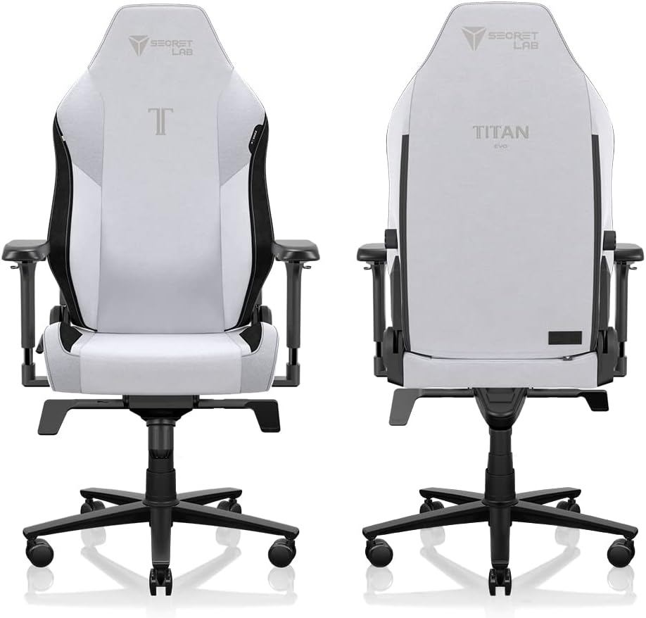 Secretlab Titan Evo Artic White Gaming Chair - Reclining, Ergonomic & Comfortable Computer Chair with 4D Armrests, Magnetic Head Pillow & 4-Way Lumbar Support - White - Fabric