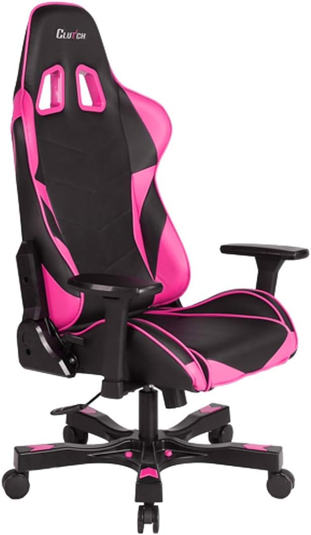 Clutch Chairz - Ergonomic Gaming Chair, Video Game Chairs, Office Chair, High Chair and Lumbar Pillow for Computer Desk - Crank Series – (Black/Pink).