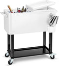 80 Quart Rolling Ice Chest Cooler Cart,Patio Backyard Party Drink Beverage Bar Stand Up Cooler Trolley with Ice Scoop