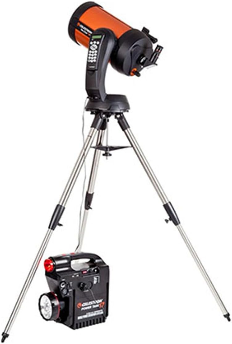 Celestron – PowerTank 17 Telescope Battery – Rechargeable Portable 12V Power Supply for Computerized Telescopes – 204 Wh Power – Built–in AM/FM Radio, Siren, 2 USB Ports, Cigarette Lighter Adapter