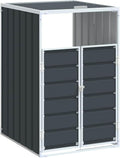 vidaXL Anthracite Wheelie Bin Storage Single Steel Outdoor Holder -, Expandable Design 28.3'x31.9'x45.3'