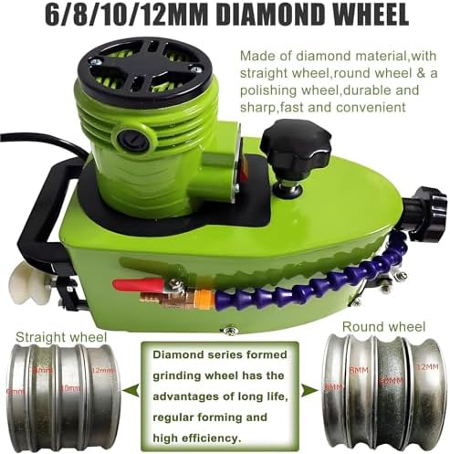 2025 New 800W Hand-Held Glass Polisher Grinder Edger w/Diamond Wheel - 8000 RPM Portable Electric Glass Edge Polishing Machine for Glass Stone Tile Beveling & Edge Polishing,8mm