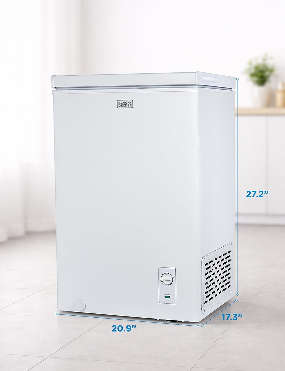 BLACK+DECKER 2.0 Cu. Ft. Compact Chest Freezer, Deep Freezer Holds Up To 70 Lbs. of Frozen Food, Removable Storage Basket, Manual Defrost, White