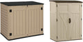 YITAHOME and Suncast Outdoor Storage Shed Bundle - 35 and 54 Cubic Foot Brown Resin Sheds