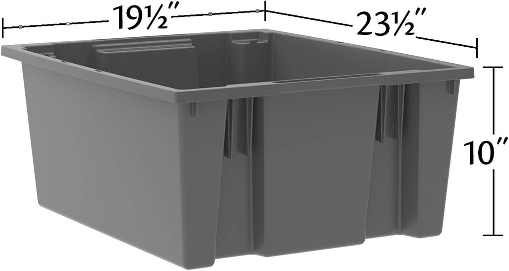 Akro-Mils 35225 Nest and Stack Plastic Storage Bins, Heavy Duty Industrial Strength Totes for Storage, Transportation and Material Handling Boxes, 23-1/2' L x 19' W x 10' H, Blue, 3-Pack