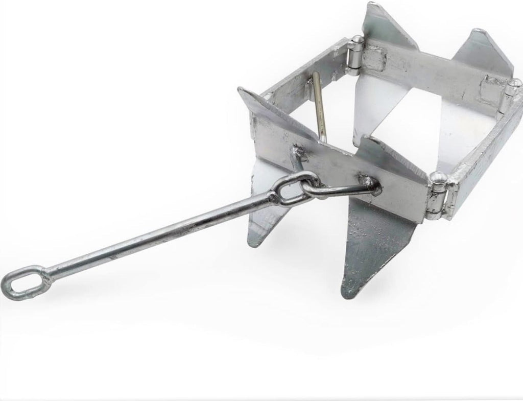 Anchor-Man Boat Slide Box Anchors, 100% Hot Dipped Galvanized Foldable Sliding Cube Anchor Suitable for 23 to 40ft Offshore Sport Boats, Pontoon Boats (13 lbs / 19 lbs / 25 lbs)