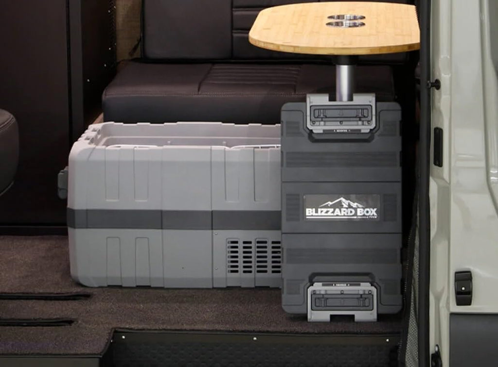 Blizzard Box 41QT Portable Fridge Freezer – Iceless Cooler for Cars, Trucks, Camping, Overlanding & Boating, 12V/24V DC & 110V AC, Dual Zone Temperature, Digital Control, USB Charging