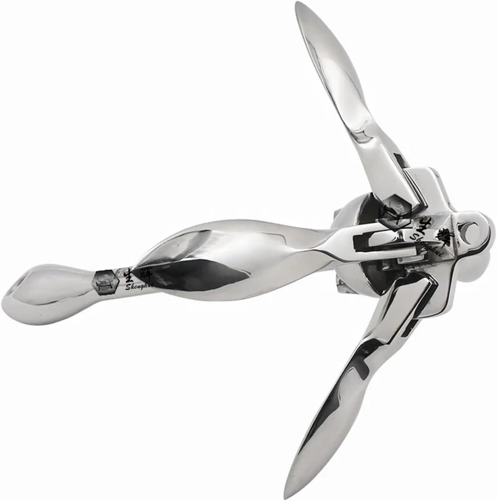 Folding Anchor, 5kg Boat Accessory Precision Stainless Steel Casting Foldable Marine Hardware,for Small Boats Canoe Paddle Boards