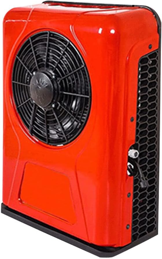 CNCEST 12V DC Air Conditioner 12000BTU, Universal Split AC Kit for Truck Cab RV Caravan Semi Trailer, Portable Electric Cooling AC Unit for Bus Van Excavator Vehicle (Red 12V)