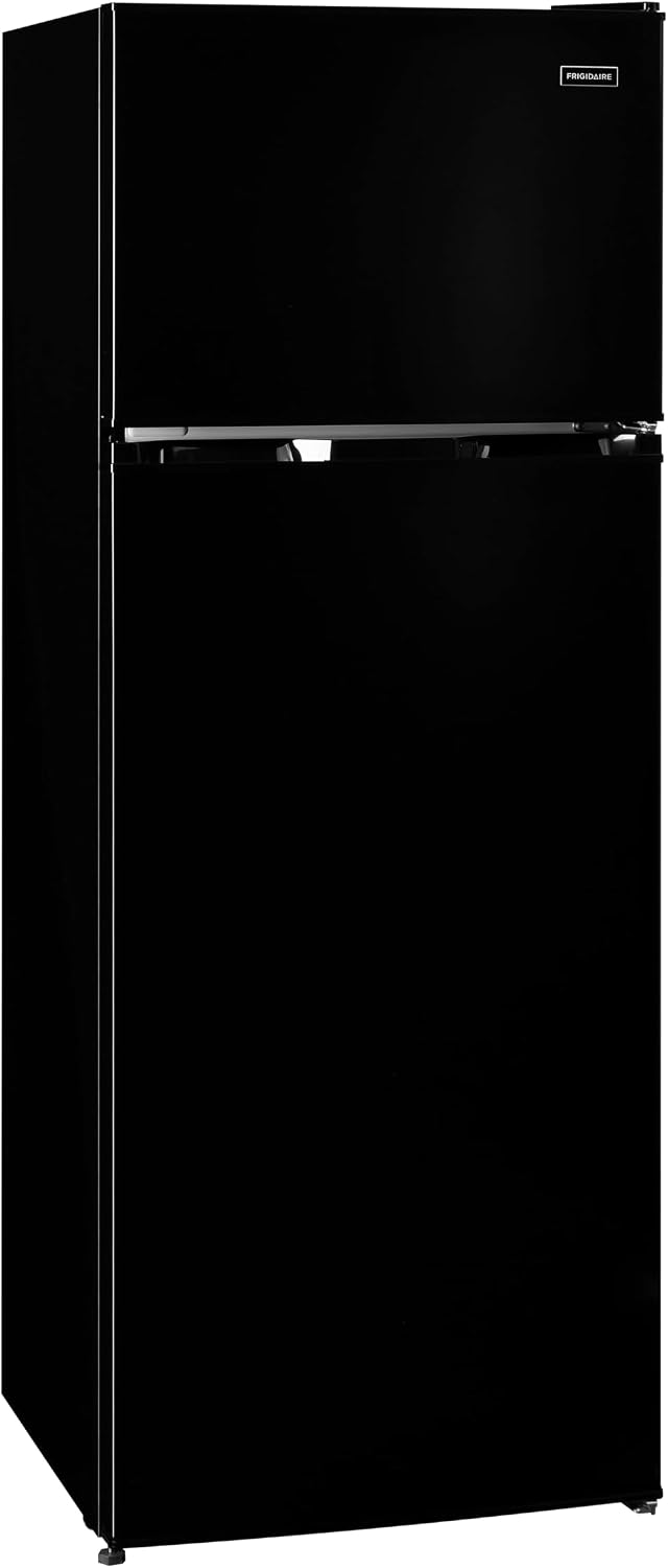 Frigidaire, 2 Door Apartment Size Refrigerator with Freezer, 7.5 cu ft, Adjustable Spill-Proof Shelves, Door & Crisper Bins, Black