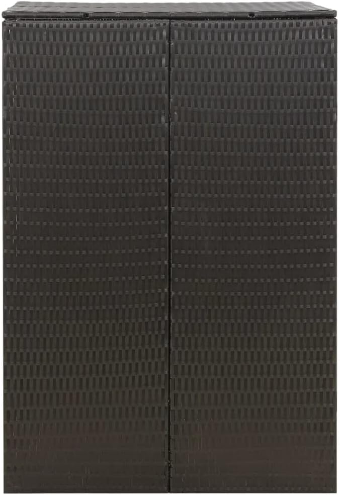 vidaXL Single Wheelie Bin Shed Black 27.6'x31.5'x46.1' Poly Rattan