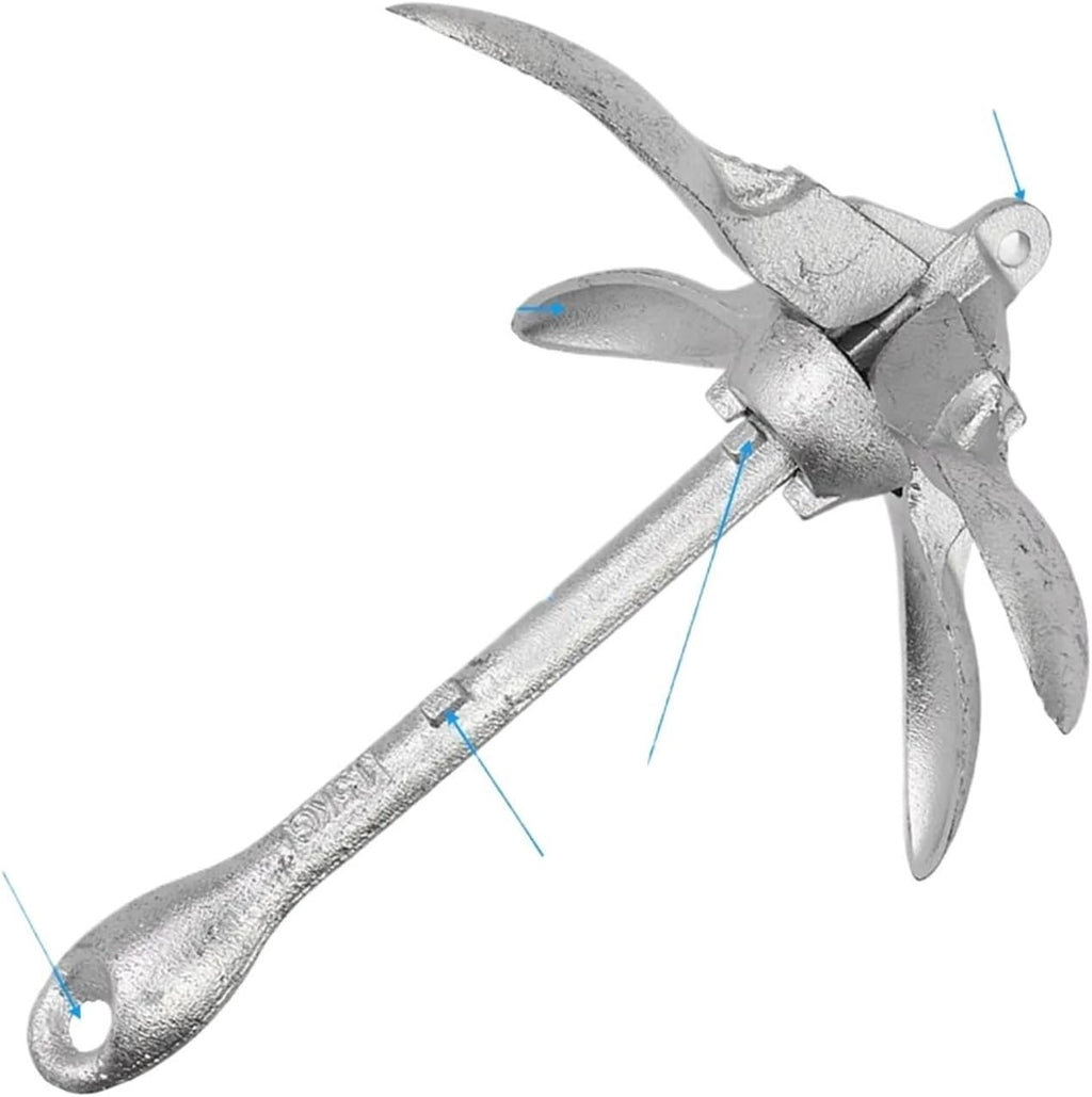 Folding Anchor, Marine Anchor 1.5kg/3.31lb Universal Carbon Steel High Hardness Secure Folding Grapnels,for Small Boats Canoe Paddle Boards