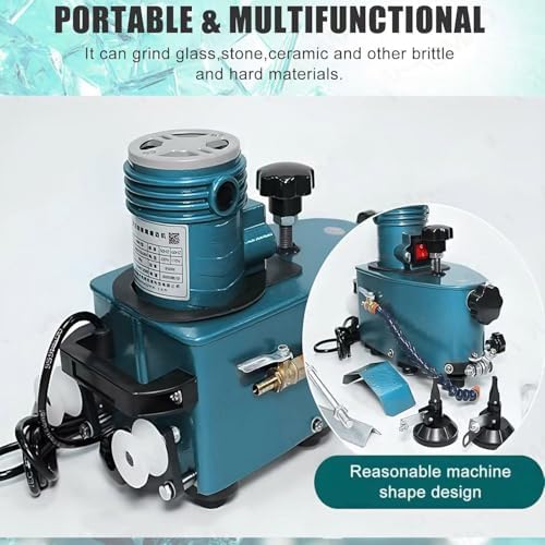 Glass Edging Machine, 800W Electric Portable Glass Edger for Straight & Round Bevel Edge with 8 Diamond Wheels & 2 Polishing Wheels