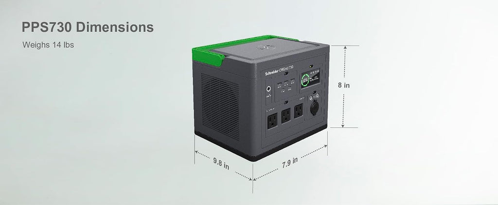 Schneider OffGrid 738Wh Portable Power Station, PPS730 Portable Solar Generator with Wireless Charging Pad, for Camping or Home