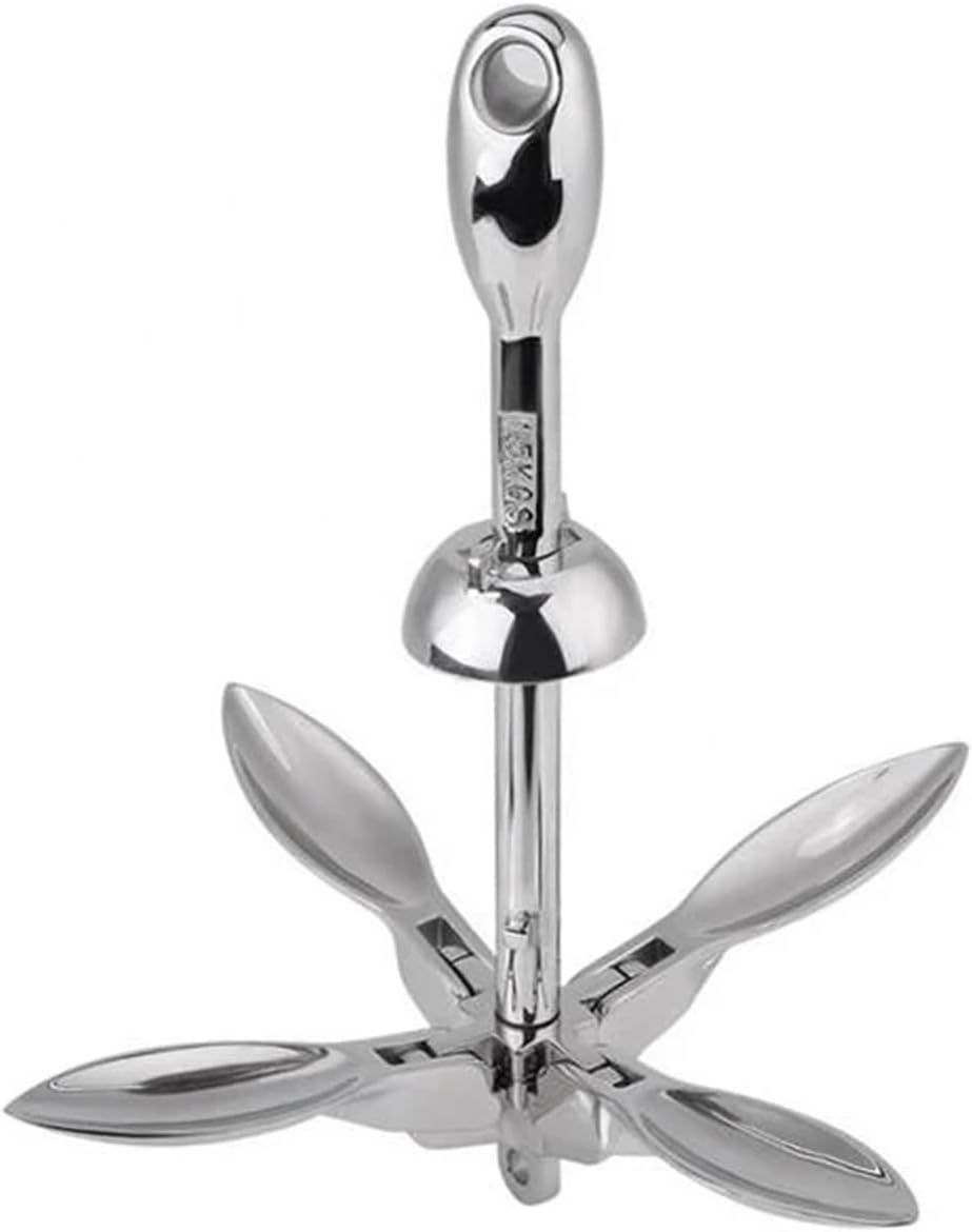 Folding Anchor, 316 Stainless Steel Folding Grapnel Boat Anchor Boating Accessories 4 Claw Yacht,for Small Boats Canoe Paddle Boards