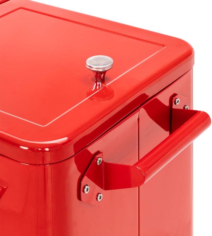 VINGLI 80 Quart Rolling Ice Chest on Wheels, Portable Patio Party Bar Drink Cooler Cart, with Shelf, Beverage Pool with Bottle Opener,Water Pipe