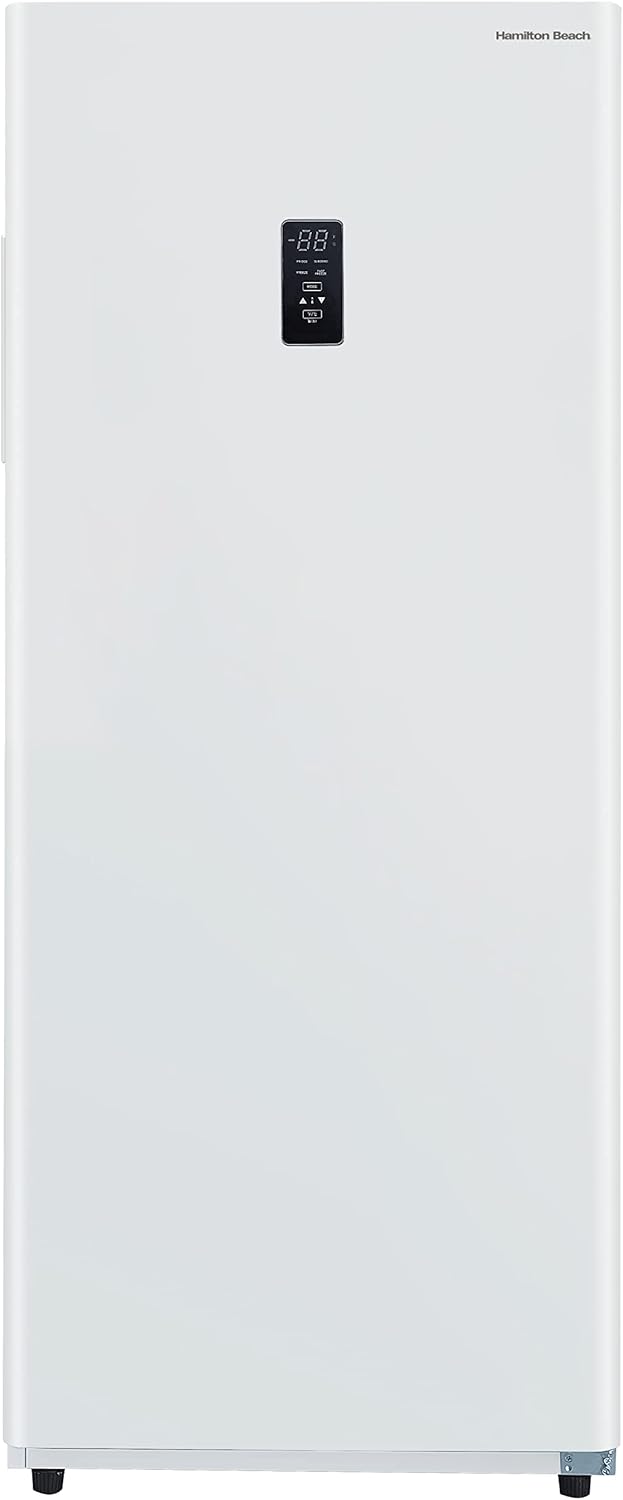 Hamilton Beach HZ4941 14 cu ft Upright Convertible Fridge/Freezer-Frost Free-Reversible Door-Removable Glass Shelves-LED Interior Light, White