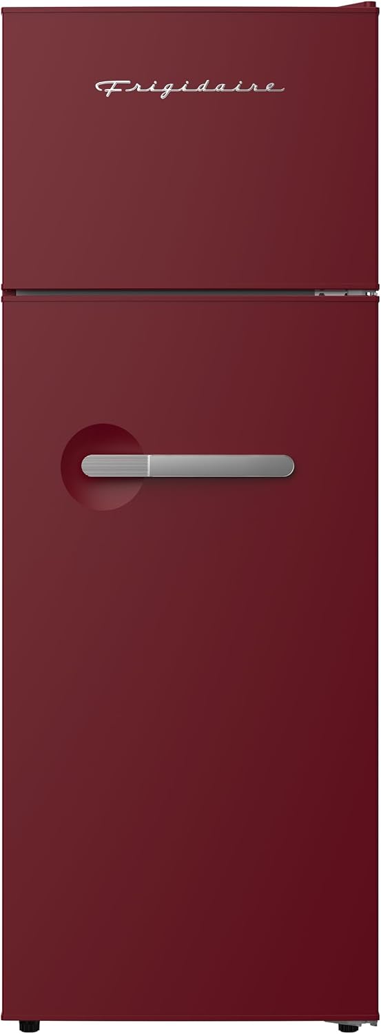 Frigidaire Retro Apartment Size Refrigerator with Top Freezer - 2 Door Fridge with 7.5 Cu Ft of Storage Capacity, Adjustable Spill-Proof Shelves, Door & Crisper Bins, Merlot