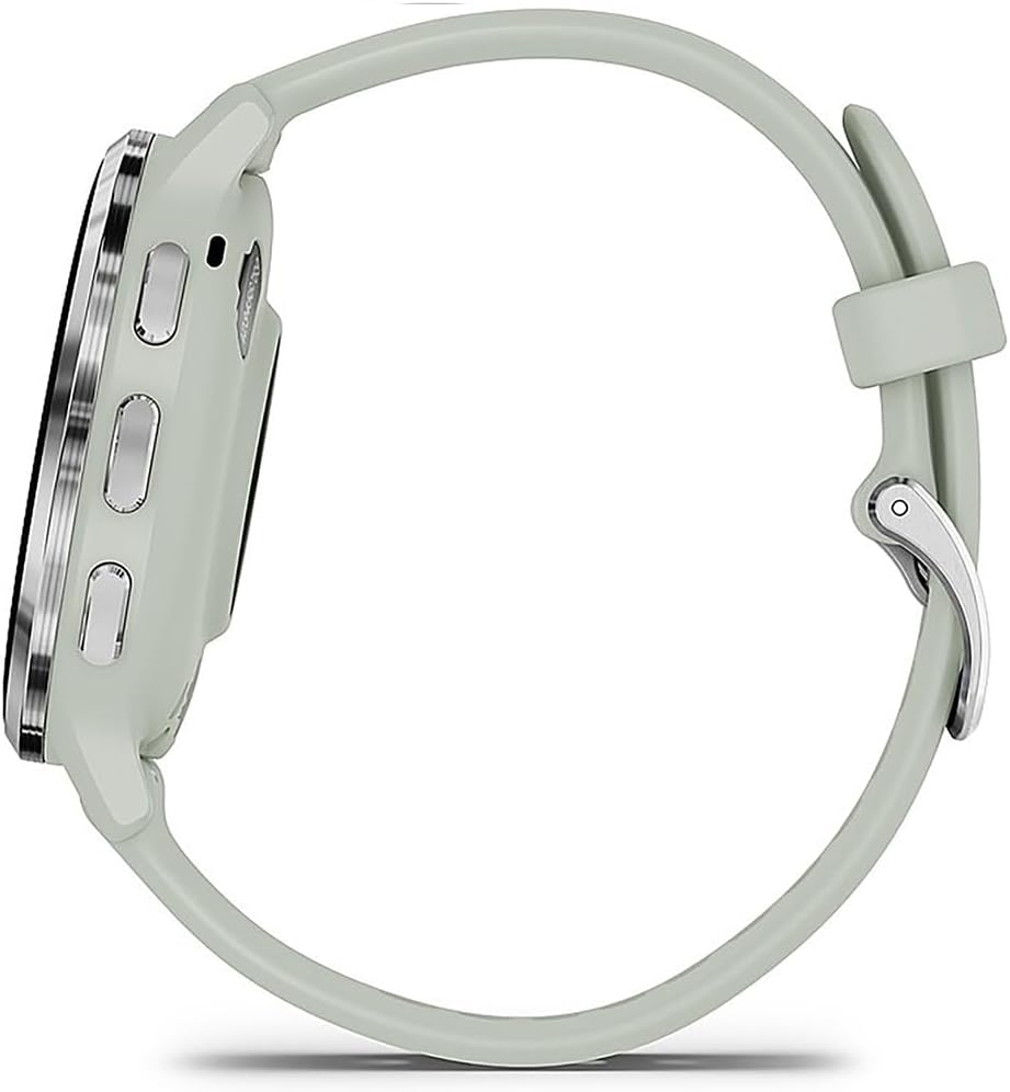 Garmin 010-02785-01 Venu 3S Health Fitness GPS Smartwatch Steel Bezel with Sage Gray Case 41mm Bundle with Deco Essentials Charging Dock, Dust Cover 3 Pack and 2-Pack Screen Protector