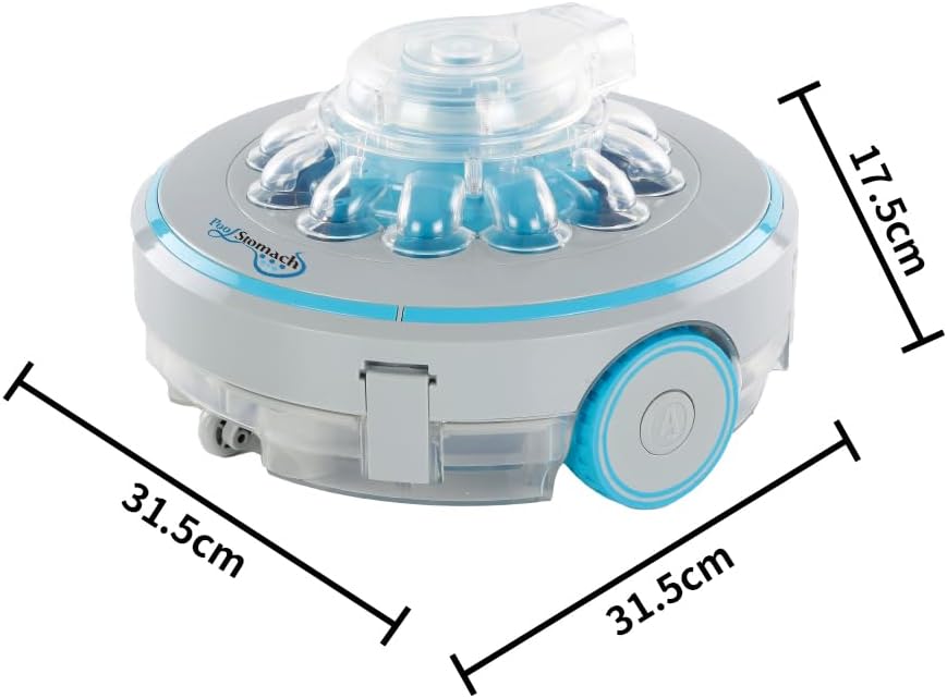 Cordless Pool Vacuum for Above Ground Pool, Robotic Pool Cleaner with Strong Suction, Auto Return with Smart Sensor, Dual Filters, Self Parking Technology US Patent Pool Stomach 60