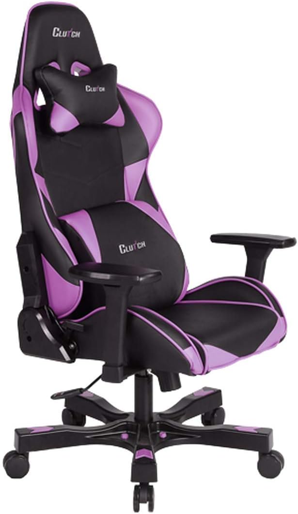Clutch Chairz The Best Gaming Chairs - Ergonomic Gaming Chair, Video Game Chairs, Office Chair, High Chair and Lumbar Pillow for Computer Desk - Black/Purple - Crank Seriesx