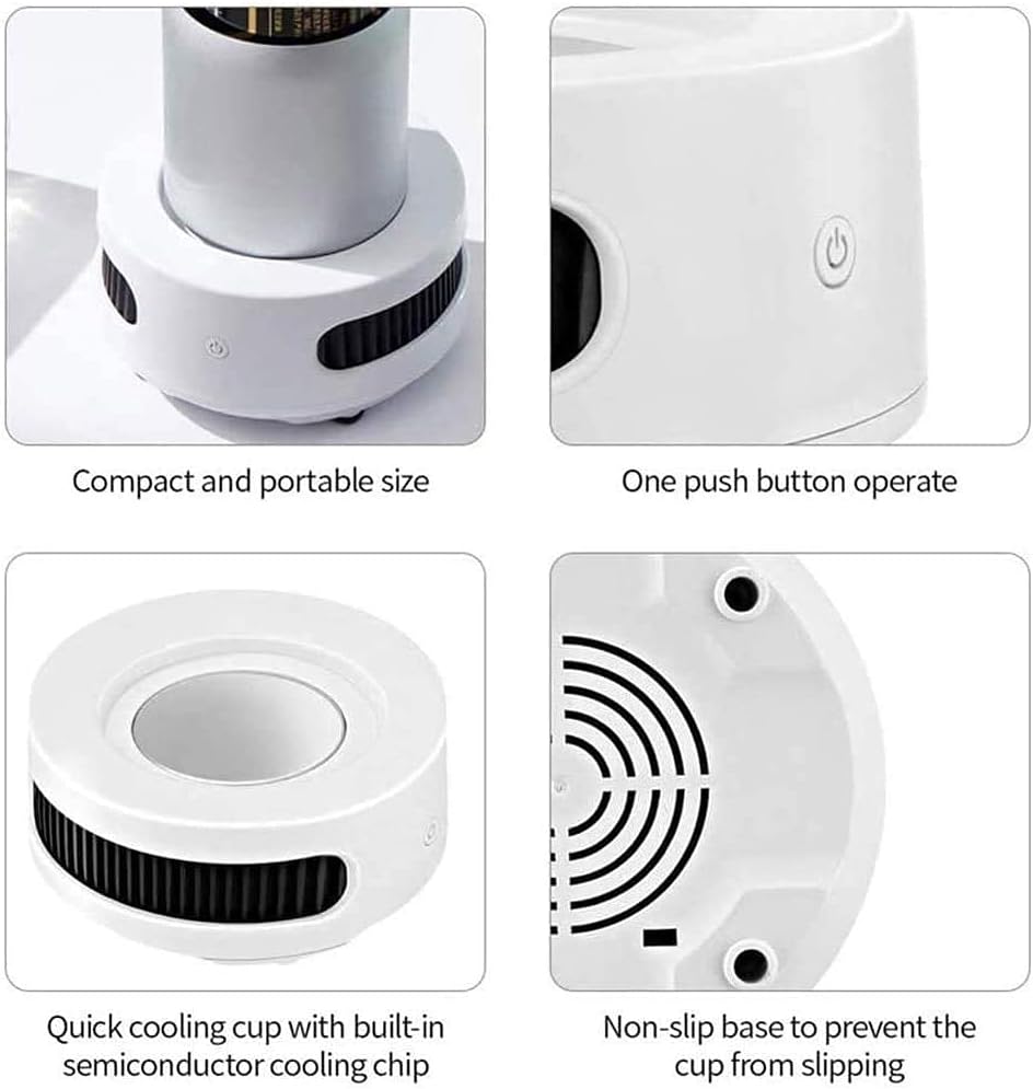 Electric cooler Portable Mini Refrigerator Electric Summer Drink Cooler 380 Ml Aluminum Cooling Cup Electric Cup Accessories for Wine/Beer/Cola/Drink/Juice Cooling