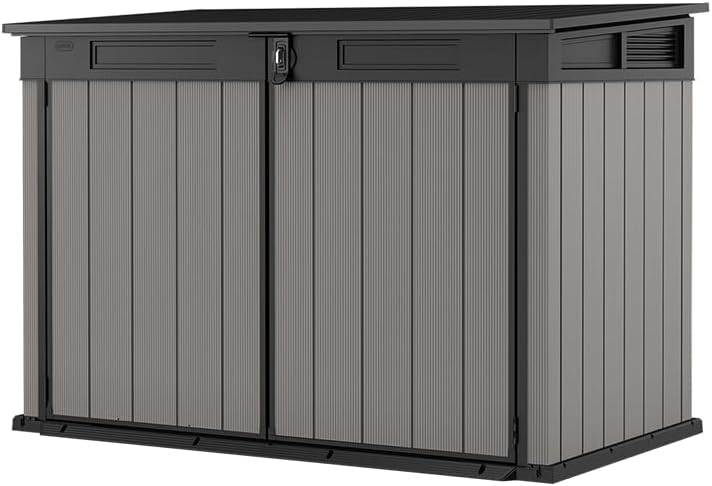 Keter Box Premier Jumbo 2020L Capacity External Dimensions (WxHxD) 190.5 x 132 x 109 cm Fits 3 x 240L or 2 x 360L Wheelie Bins Weatherproof Waterproof Multicoloured Plastic