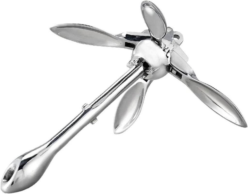 Folding Anchor, 316 Stainless Steel Folding Grapnel Boat Anchor Boating Accessories 4 Claw Yacht,for Small Boats Canoe Paddle Boards
