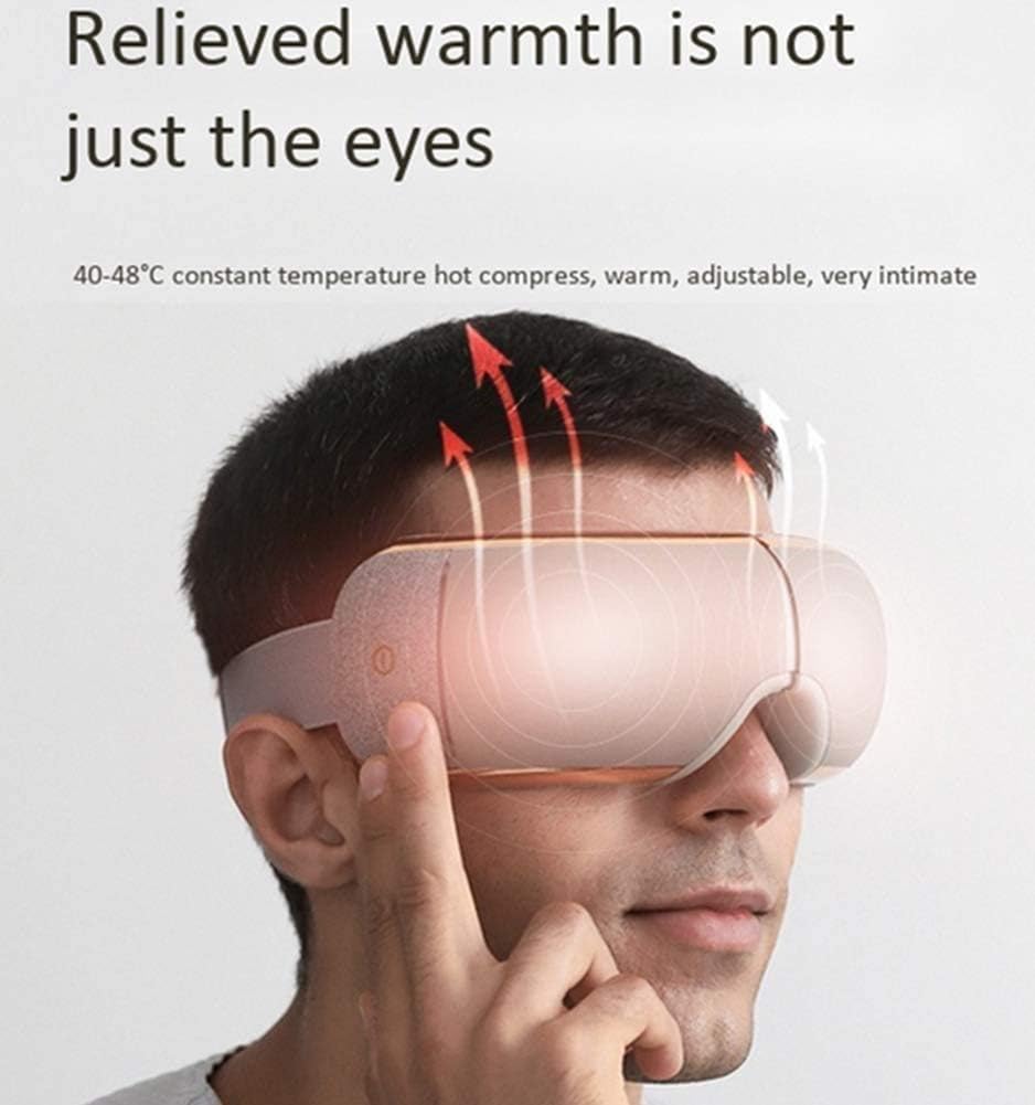 Eye-Massager-with-Heat,Air Pressure Massage, Hot Compress, Electric Portable Massager for Relieve Eye Strain Dark Circles Eye Bags Dry Eye Improve Sleep
