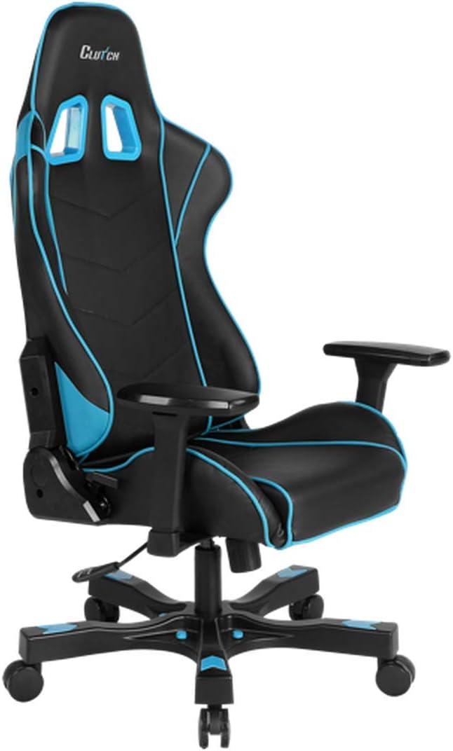Clutch Chairz - Ergonomic Gaming Chair, Video Game Chairs, Office Chair, High Chair and Lumbar Pillow for Computer Desk – Colour: Black/Blue - Crank Series.
