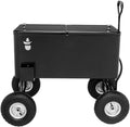 VINGLI 80 Quart Wagon Rolling Cooler Ice Chest, w/Long Handle and 10' Wheels, Portable Beach Patio Party Bar Cold Drink Beverage, Outdoor Park Cart on Wheels