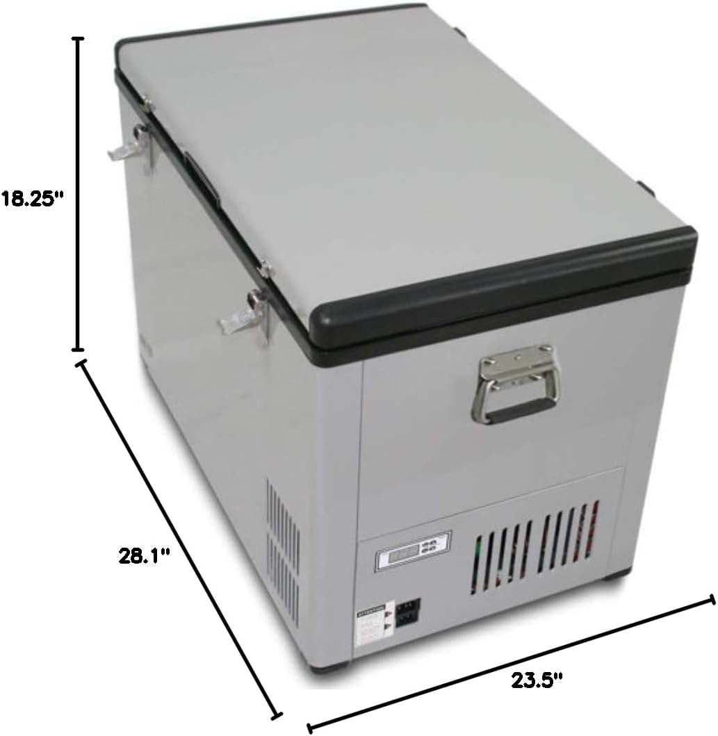 Whynter 85 Qt. Portable Refrigerator / Portable Freezer for Travel - Chest Freezer / Fridge for Car, Camping, RVs & More, -8°F to 50°F Temperature Range, AC 110V/ DC 12V, FM-85G, Gray