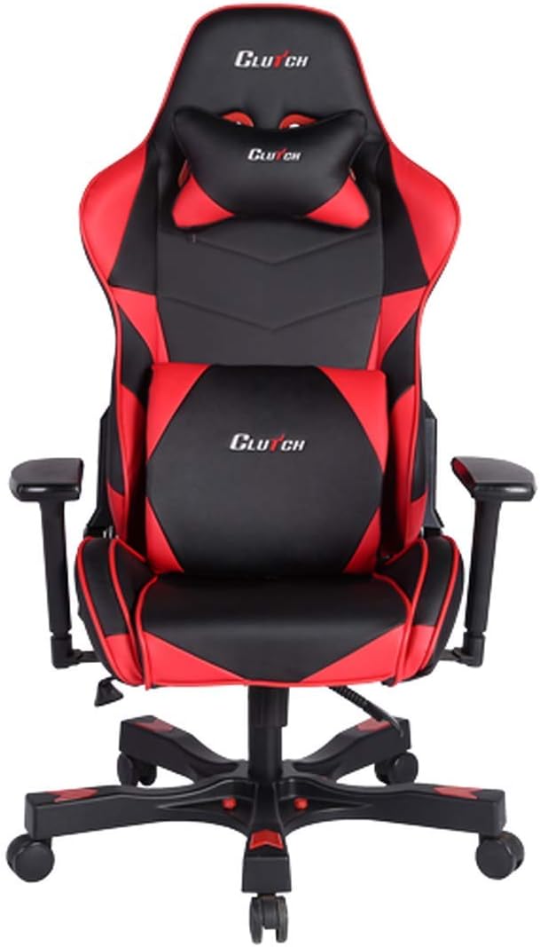 Clutch Chairz Crank Series Gaming Chair - Premium Ergonomic Design, Lumbar and Head Support Pillows - Black/Red