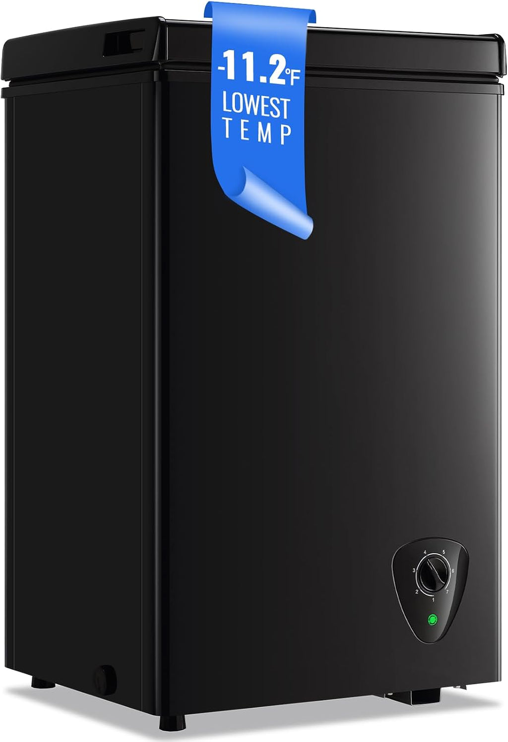 WANAI Chest Freezer Deep Mini Freezer with Compact Capacity Fast Freezing Freezers for Home Office Dorm with 2 Removable Basket Adjustable Feet, 7 Temp Control from -11.2 ℉ to 50 ℉ Black