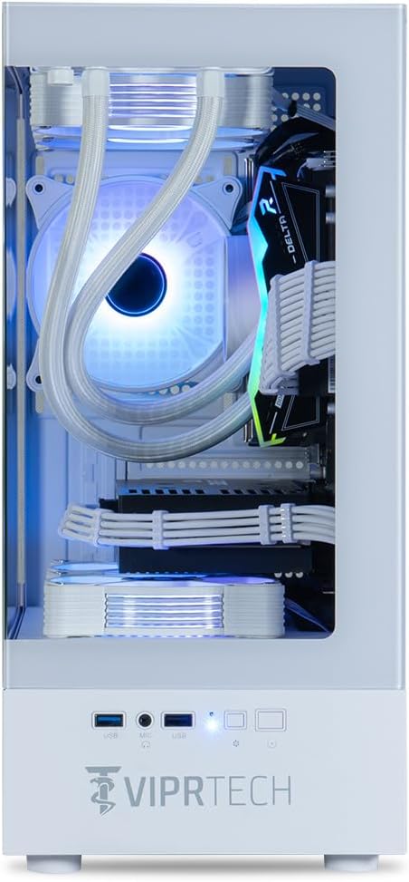 ViprTech Reaper 4.0 Gaming PC - AMD Ryzen 7 8700F (5.0Ghz Liquid Cooled), RTX 5070 12GB, 32GB DDR5 RAM, 2TB NVMe SSD, 800W Gold, VR-Ready, WiFi BT, Win 11, Desktop Computer Prebuilt, White