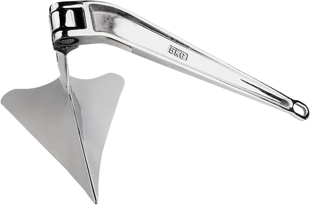 Folding Anchor, Customized Marine Boat Hardware 316 Stainless Steel Swivel Anchor High Polished 7kg Plough,for Small Boats Canoe Paddle Boards